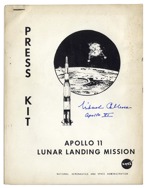 Michael Collins Signed Original Press Kit for the Apollo 11 Mission